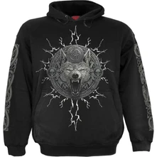 Mikina Unisex Pullover Hoodie: Valhalla (Black) (Back & Sleeve Print)