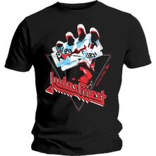 Judas Priest, Tričko British Steel Hand Triangle, Unisex, Čierna