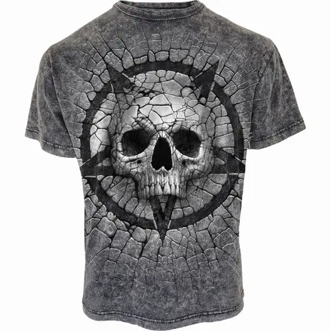 Unisex Acid Wash T-Shirt: Cracking Up (Black & Grey)