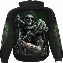 Unisex Pullover Hoodie: Checkmate (Black) (Back & Sleeve Print) thumbnail