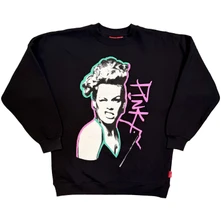 Pink, Crewneck Ladies Unplugged Sweatshirt: Paint Pen (Black), Žena, Čierna