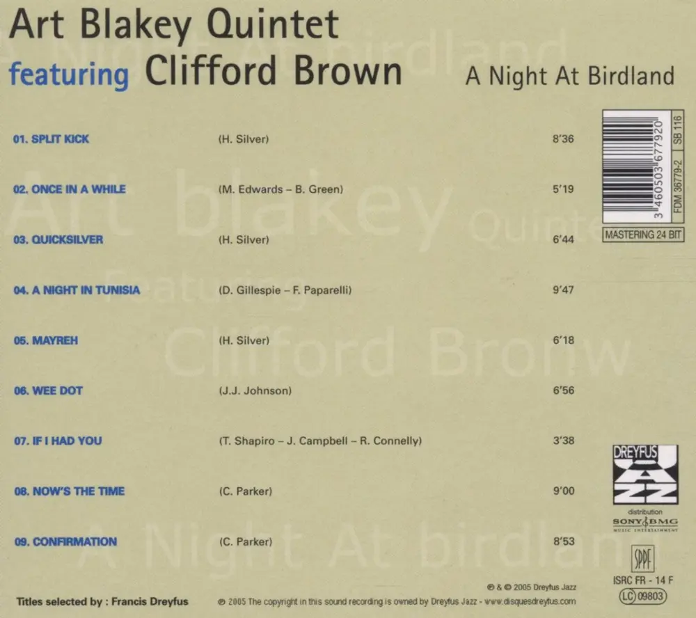 Art Blakey Quintet – A NIGHT AT BIRDLAND (CD)