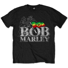 Bob Marley, Tričko Distressed Logo, Unisex, Čierna