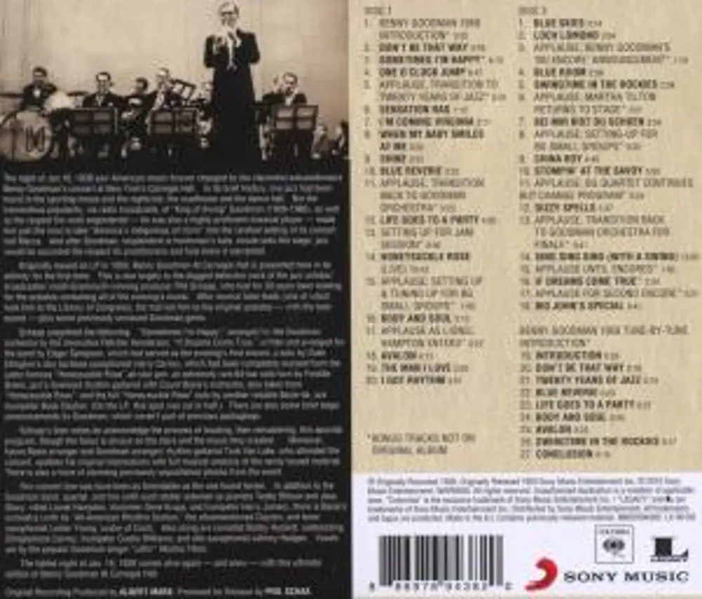 Benny Goodman – GOODMAN, BENNY - LIVE AT CARNEGIE HALL (CD)