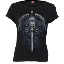 Tričko Ladies Boatneck Bat Sleeve Top: Angel Sword (Black)