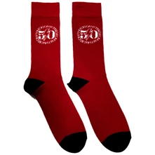 AC/DC, Ponožky 50th Logo, Unisex, Červená