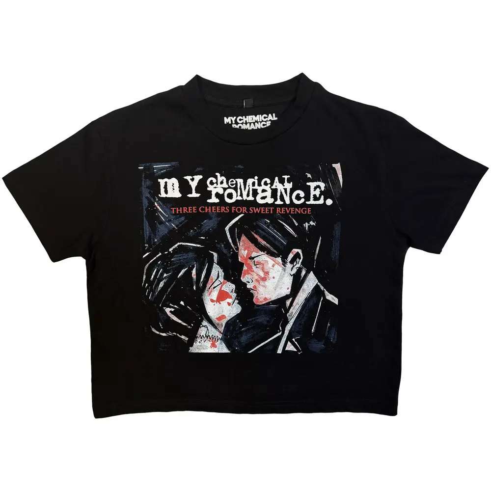 Ladies Crop Top: Three Cheers (Black)