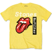 The Rolling Stones, Tričko No Filter Text, Unisex, Žltá