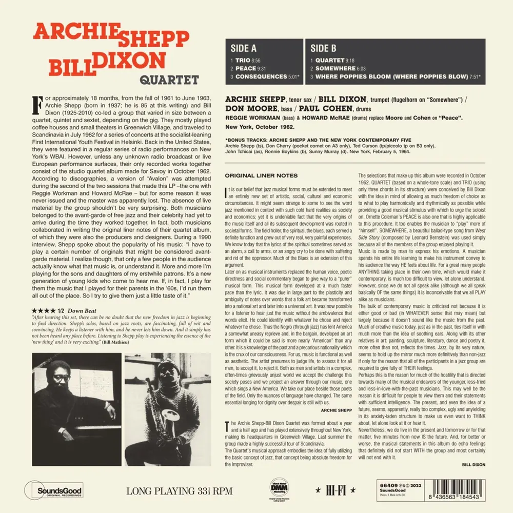 SHEPP, ARCHIE - BILL DIXON QUARTET