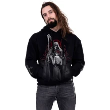 Unisex Pullover Hoodie: Dead Kiss (Black) (Back & Sleeve Print) thumbnail