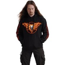 Unisex Pullover Hoodie: Skeletal Worship (Black) (Back & Sleeve Print) thumbnail