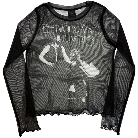 Ladies Long Sleeve Mesh Crop Top: Rumours (Black)