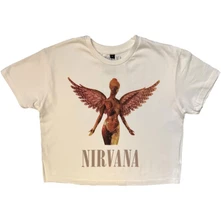 Croptop Ladies Stone Wash Crop Top: In Utero (White)