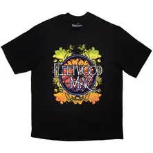 Unisex Oversized Boxy T-Shirt: Circle Floral Logo (Black) thumbnail