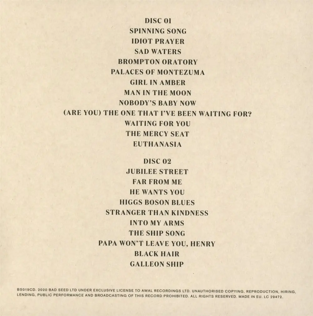 Nick Cave & The Bad Seeds – Idiot Prayer – Nick Cave Alone at Alexandra Palace (CD)