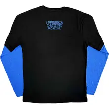 Unisex 2 In 1 Layered Long Sleeve T-Shirt: CCR Album (Black & Blue) (Back & Sleeve Print) thumbnail