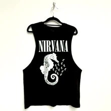 Nirvana, Tielko Seahorse & Logo Mono, Unisex, Čierna