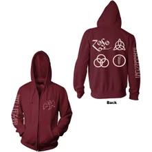 Led Zeppelin, Mikina na zips Symbols, Unisex, Červená