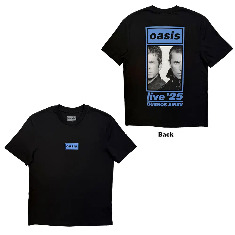 Unisex T-Shirt: Live '25 Buenos Aires Half Face (Black) (Back Print & Ex-Tour)