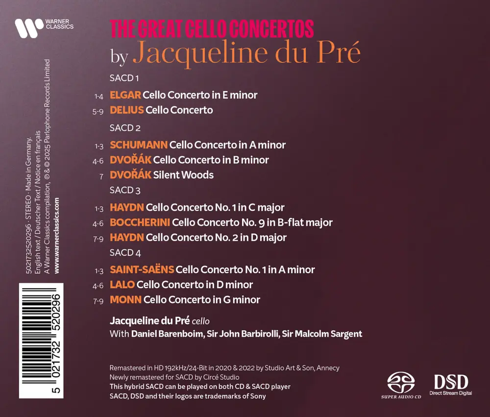 Jacqueline du Pré – THE GREAT CELLO CONCERTOS (CD)