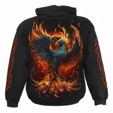 Unisex Pullover Hoodie: Ashes Reborn (Black) (Back & Sleeve Print) thumbnail