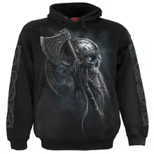 Unisex Pullover Hoodie: Viking Rampage (Black) (Back & Sleeve Print) thumbnail