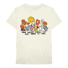 BTS, Tričko Hippie Flowers, Unisex, Natural