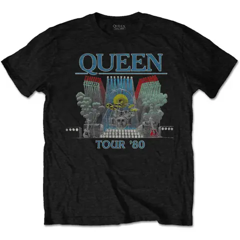 Queen – Tričko Tour '80 (Čierna), Unisex, Čierna