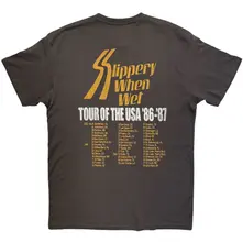 Unisex T-Shirt: Slippery When Wet Tour '86-'87 (Charcoal Grey) (Back Print) thumbnail