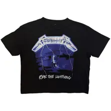Ladies Crop Top: Ride The Lightning (Black) (Back Print) thumbnail