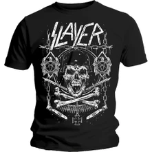 Slayer, Tričko Skull & Bones Revised, Unisex, Čierna