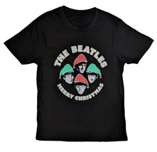 The Beatles, Tričko Xmas Hats, Unisex, Čierna