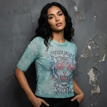 Ladies Mesh Crop Top: With Rome (Light Blue) thumbnail