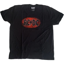 AC/DC, Tričko Oval Logo Vintage, Unisex, Čierna