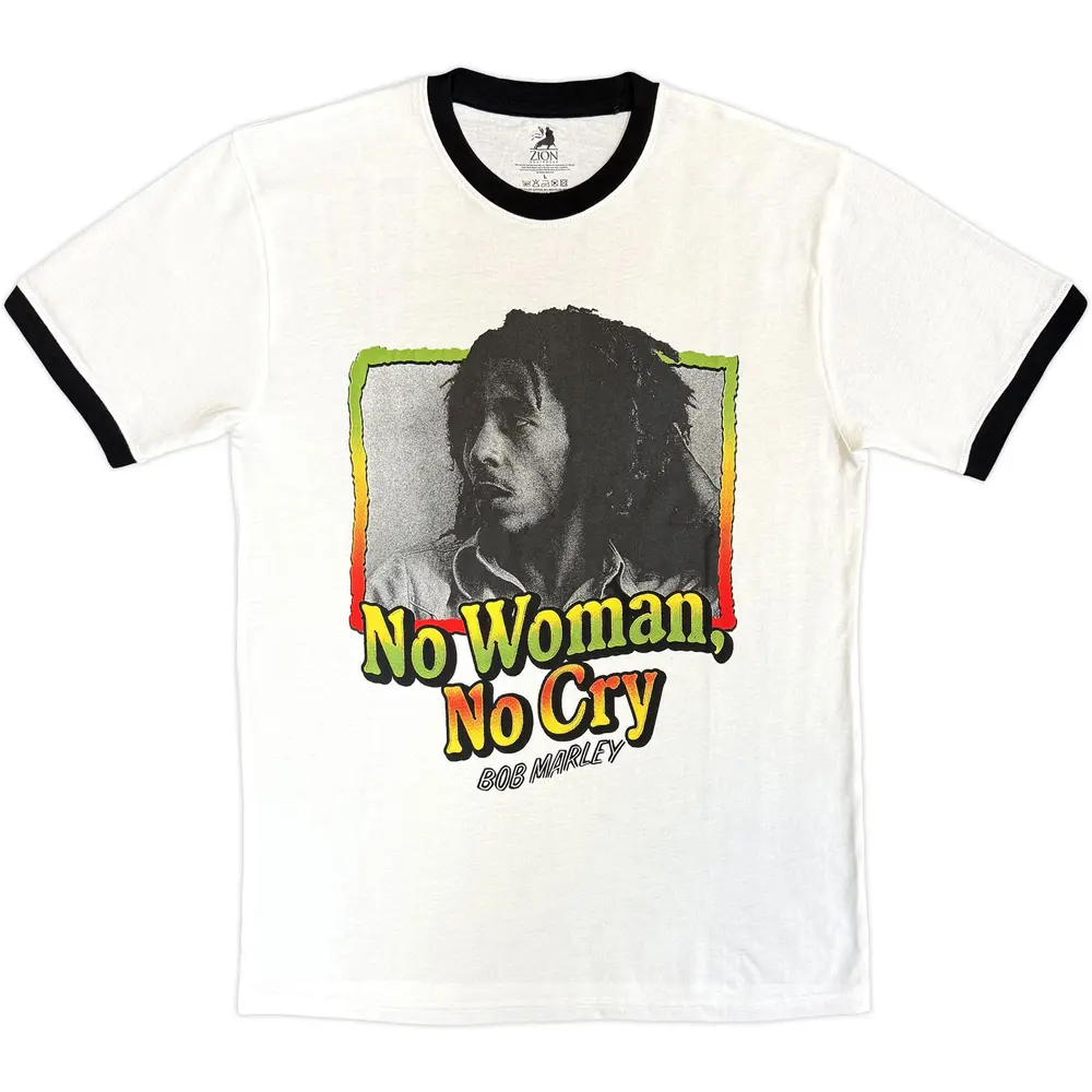 Unisex Ringer T-Shirt: No Woman, No Cry (White)