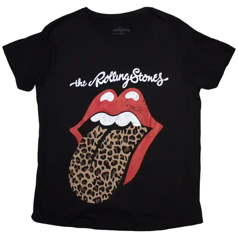 Ladies T-Shirt: Leopard Print Tongue (Black)
