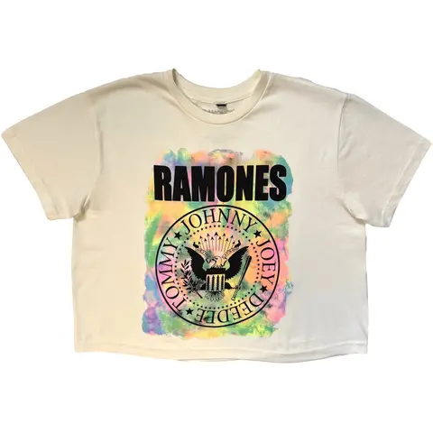 Ladies Stone Wash Crop Top: Painted Seal (White)
