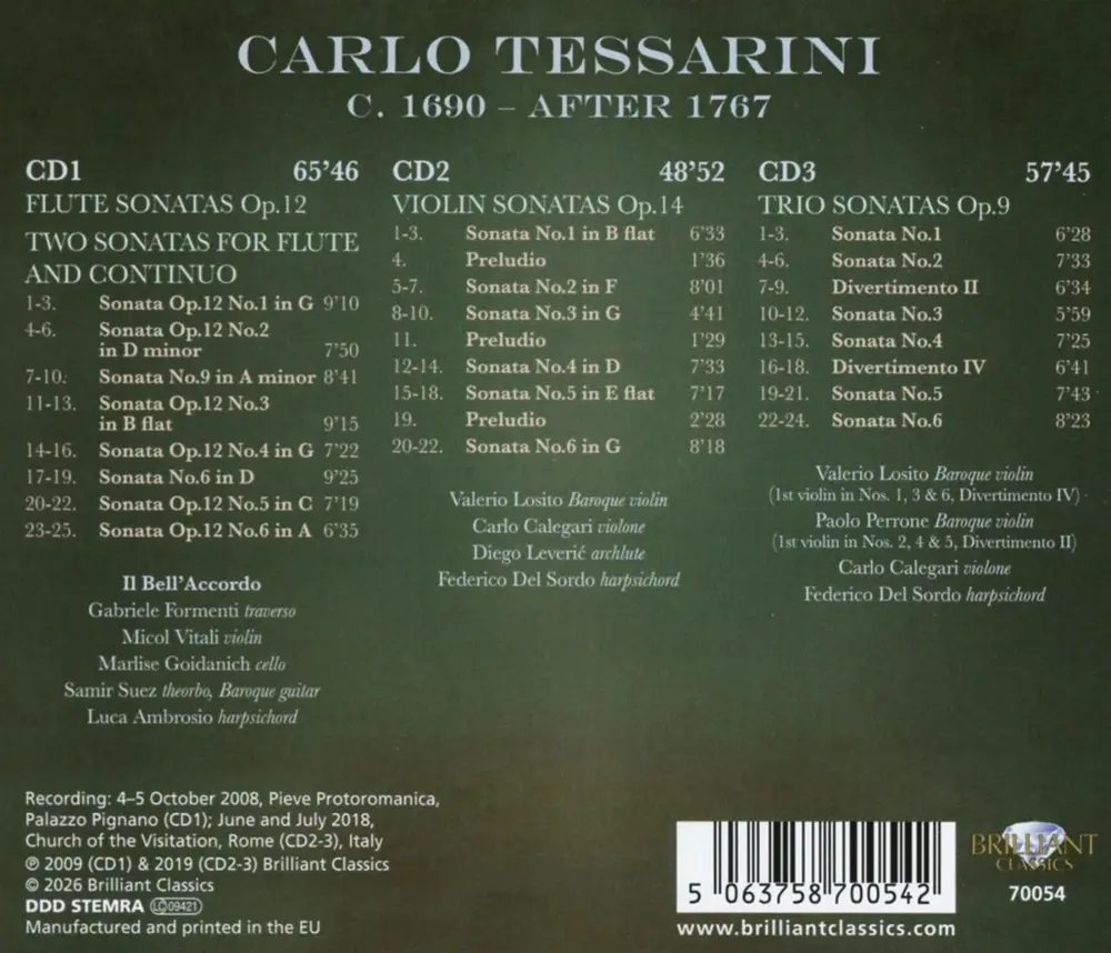 TESSARINI: FLUTE SONATAS, VIOLIN SONATAS & TRIO SONATAS