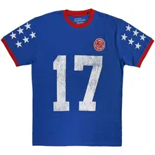 Unisex Ringer T-Shirt: Play 17 (Blue) (Sleeve Print) thumbnail