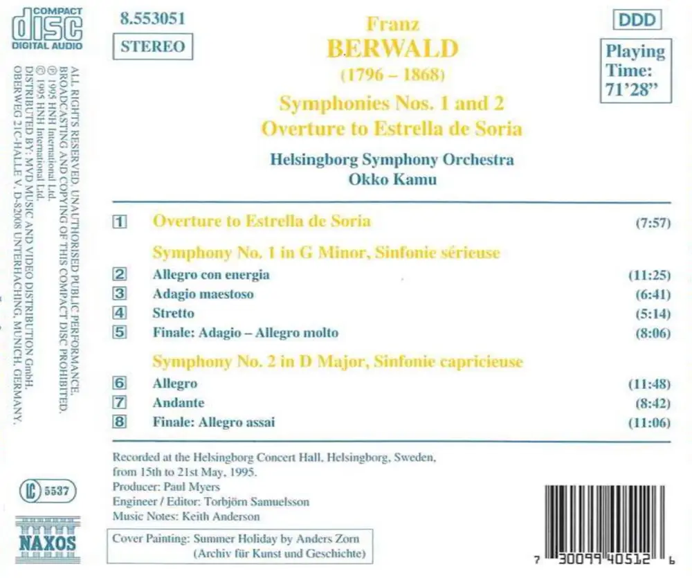 Franz Berwald – Berwald, F. - Symphonies 1 & 2 (CD)