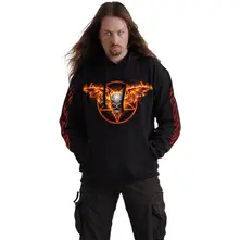 Unisex Pullover Hoodie: Skeletal Worship (Black) (Back & Sleeve Print) thumbnail