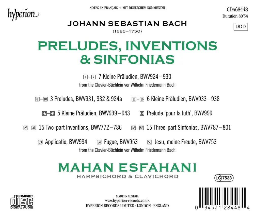 BACH: PRELUDES, INVENTIONS & SINFONIA