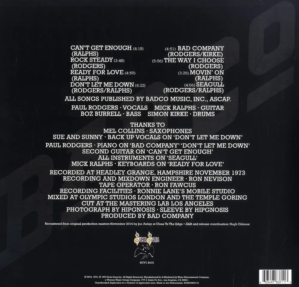 BAD COMPANY (Transparent Vinyl) (Vinyl)
