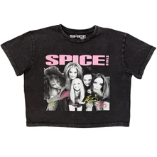 Croptop Ladies Stone Wash Crop Top: Canada (Charcoal Grey)