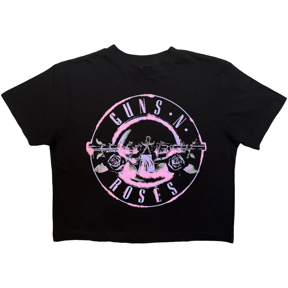 Ladies Crop Top: Pink Bullet (Black)