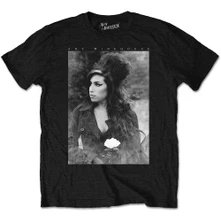 Amy Winehouse, Tričko Flower Portrait, Unisex, Čierna