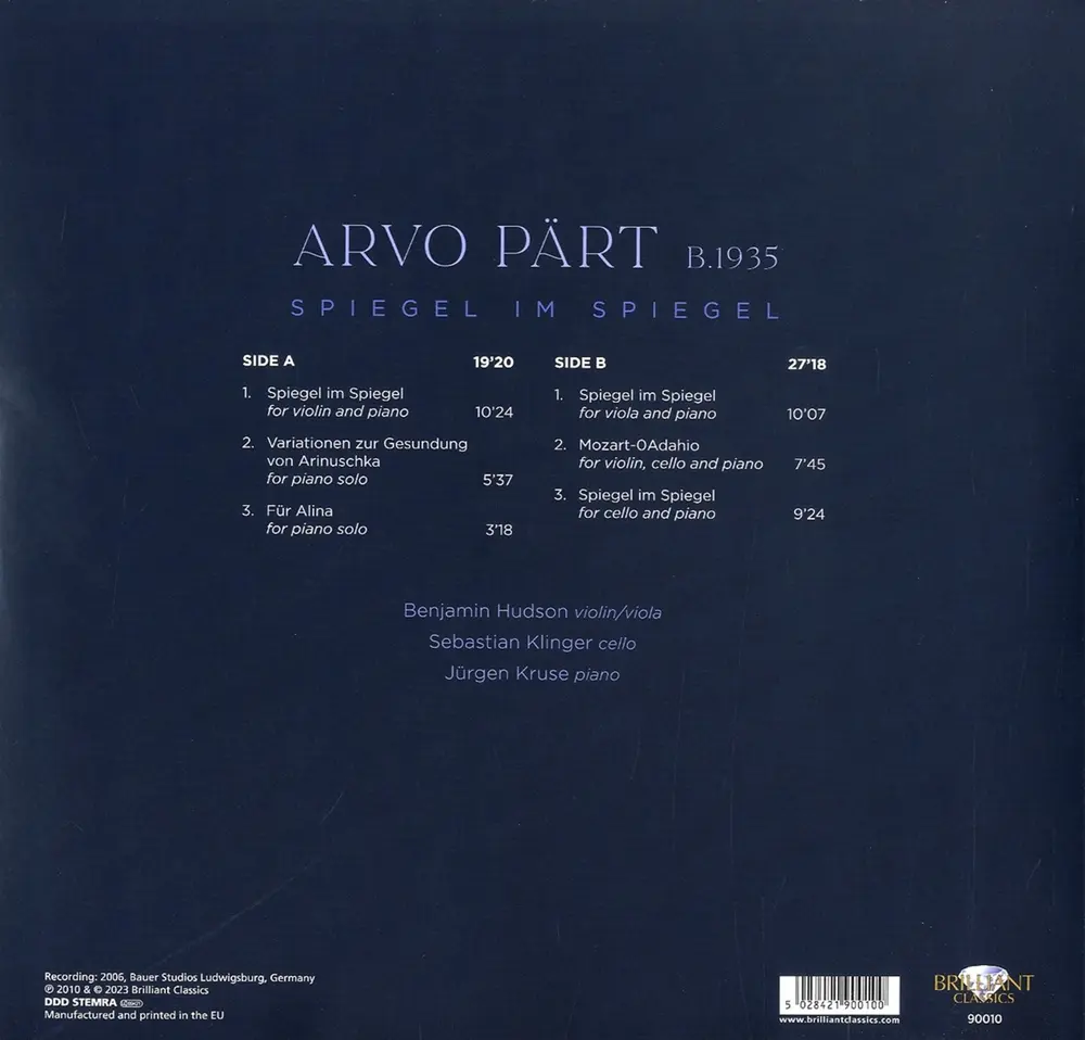 Benjamin Hudson – ARVO PART: SPIEGEL IM SPIEGEL (Vinyl)