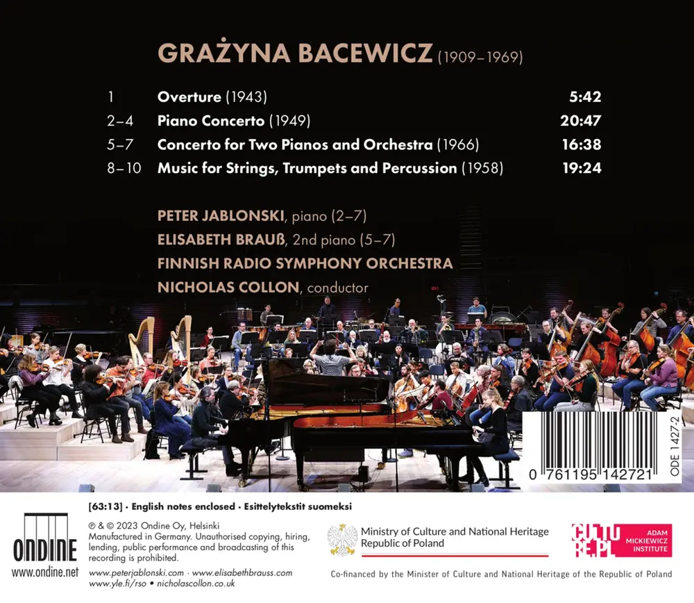 Peter Jablonski – GRAZYNA BACEWICZ: PIANO CONCERTO - CONCERTO FOR TWO PIANOS AND ORCHESTRA - OVERTURE (CD)