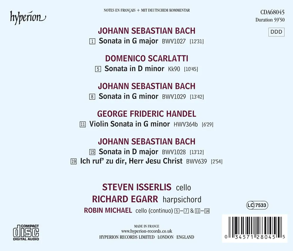 BACH, HANDEL & SCARLATTI (D): GAMBA SONATAS