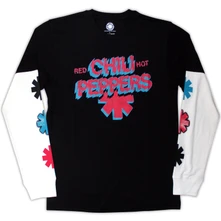 Tričko s dlhým rukávom Unisex 2 In 1 Layered Long Sleeve T-Shirt: Shock Logo (Sleeve Print) (Black & White)